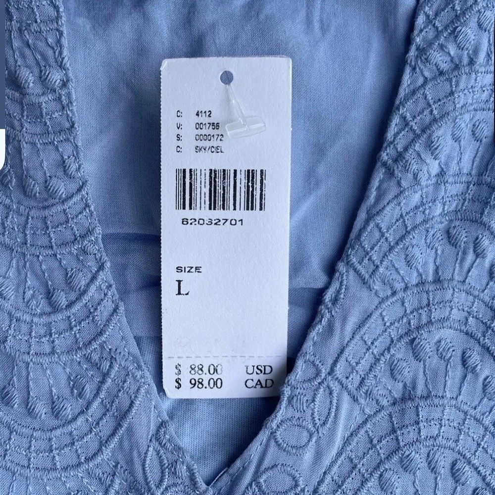 NWT Tiny Anthropologie Large Sky Blue Sleeveless Embroidered Button Front Top - Picture 7 of 12